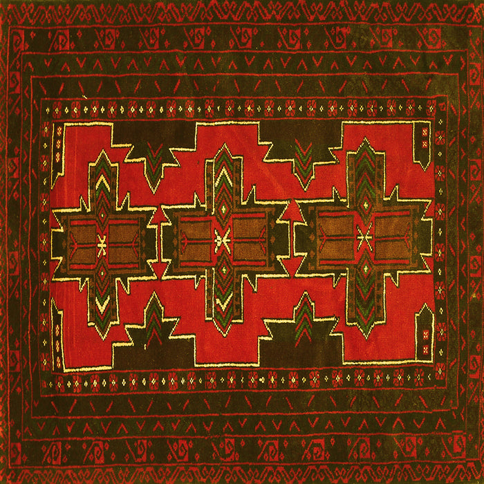 Square Machine Washable Persian Yellow Traditional Rug, wshtr541yw