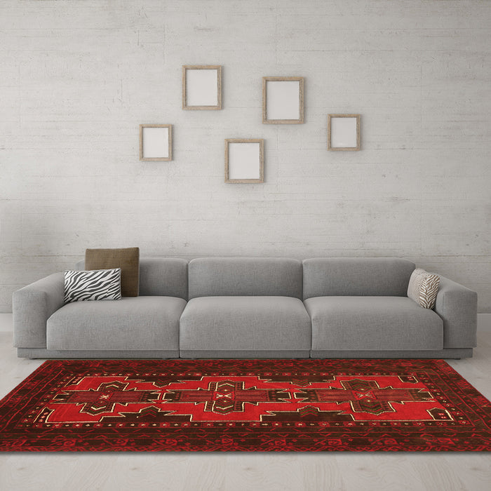 Machine Washable Persian Orange Traditional Area Rugs in a Living Room, wshtr541org