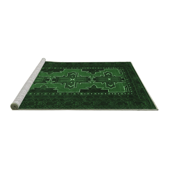 Sideview of Machine Washable Persian Emerald Green Traditional Area Rugs, wshtr541emgrn