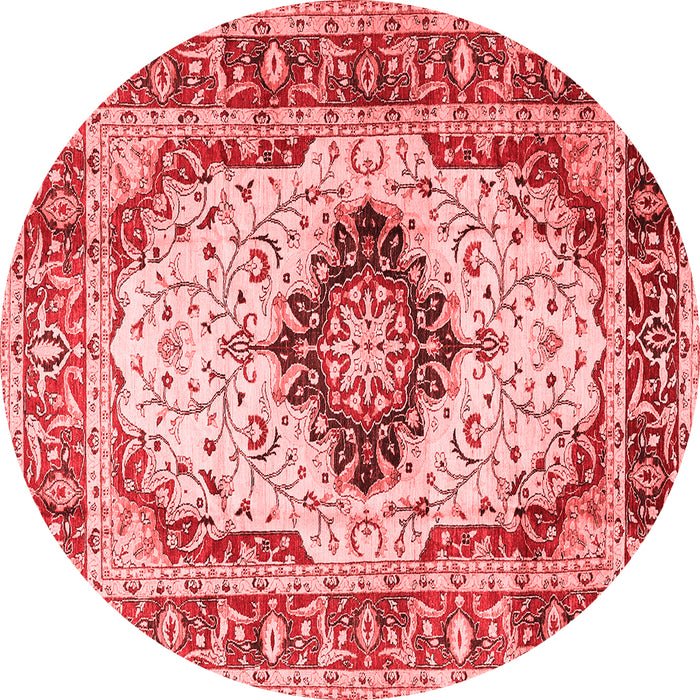 Machine Washable Medallion Red Traditional Rug, wshtr542red