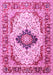 Machine Washable Medallion Pink Traditional Rug, wshtr542pnk