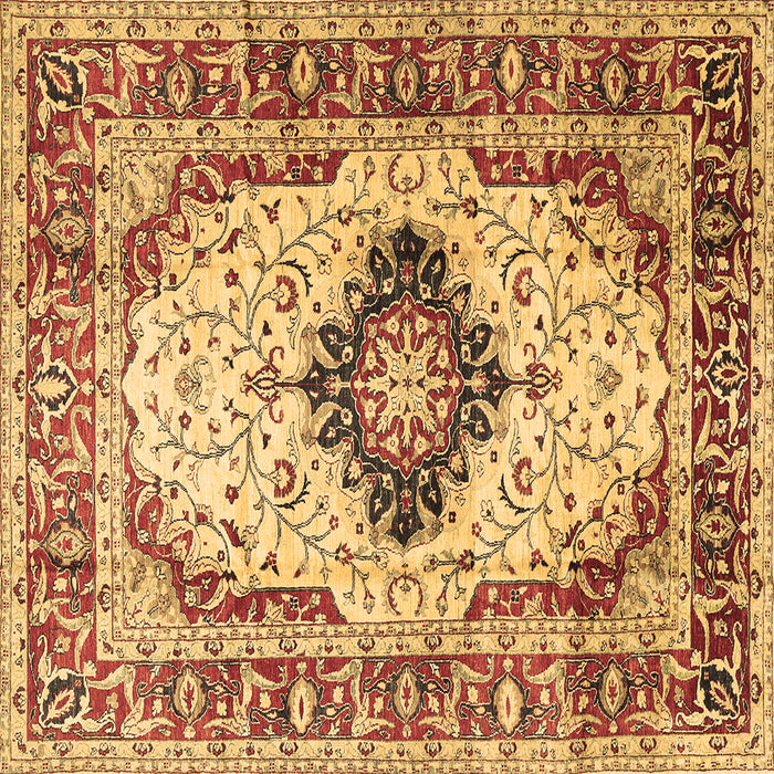 Square Machine Washable Medallion Brown Traditional Rug, wshtr542brn