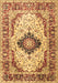 Machine Washable Medallion Brown Traditional Rug, wshtr542brn