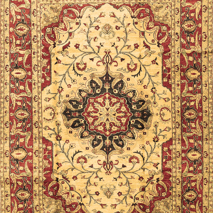 Machine Washable Medallion Brown Traditional Rug, wshtr542brn