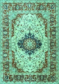 Medallion Turquoise Traditional Rug, tr542turq