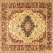 Square Medallion Brown Traditional Rug, tr542brn