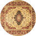 Round Medallion Brown Traditional Rug, tr542brn