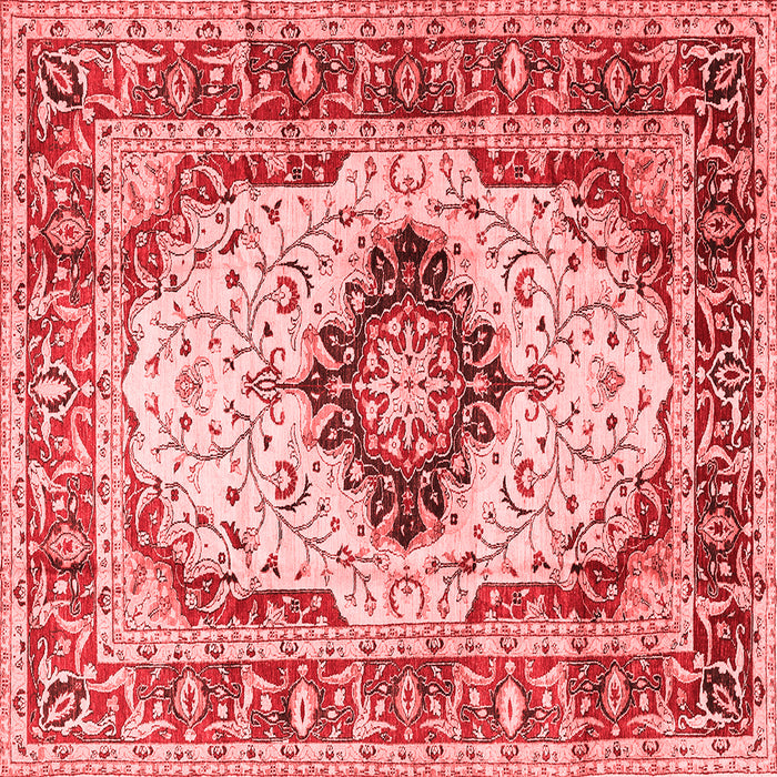 Machine Washable Medallion Red Traditional Rug, wshtr542red