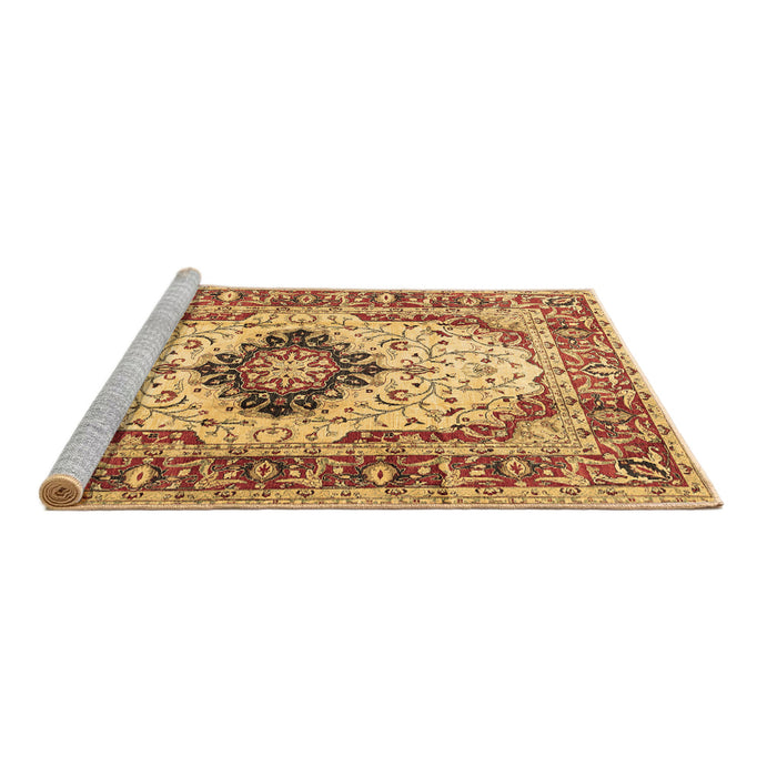 Sideview of Machine Washable Medallion Brown Traditional Rug, wshtr542brn