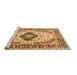 Sideview of Machine Washable Medallion Brown Traditional Rug, wshtr542brn