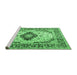 Sideview of Machine Washable Medallion Emerald Green Traditional Area Rugs, wshtr542emgrn