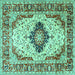 Square Medallion Turquoise Traditional Rug, tr542turq