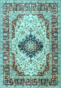 Medallion Light Blue Traditional Rug, tr542lblu