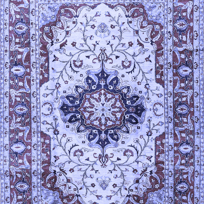 Machine Washable Medallion Blue Traditional Rug, wshtr542blu