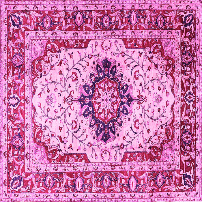 Square Machine Washable Medallion Pink Traditional Rug, wshtr542pnk