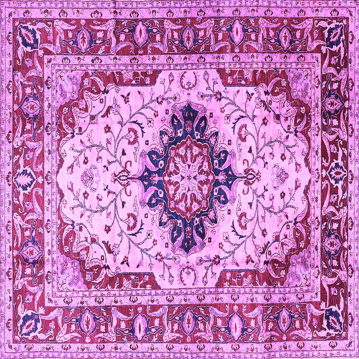 Square Machine Washable Medallion Purple Traditional Area Rugs, wshtr542pur