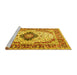 Sideview of Machine Washable Medallion Yellow Traditional Rug, wshtr542yw