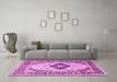 Machine Washable Medallion Purple Traditional Area Rugs in a Living Room, wshtr542pur