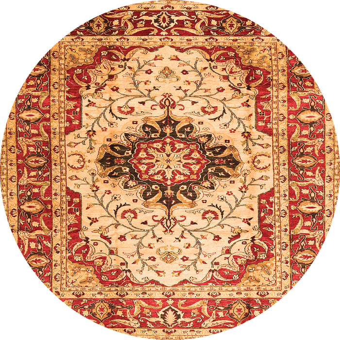 Machine Washable Medallion Orange Traditional Area Rugs, wshtr542org