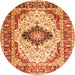 Machine Washable Medallion Orange Traditional Area Rugs, wshtr542org