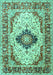 Machine Washable Medallion Turquoise Traditional Area Rugs, wshtr542turq