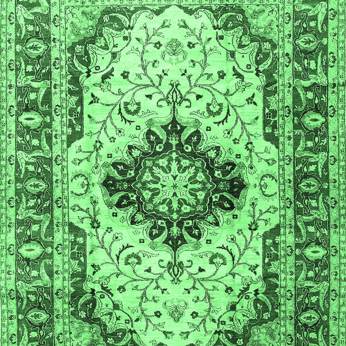 Machine Washable Medallion Emerald Green Traditional Area Rugs, wshtr542emgrn