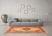 Machine Washable Medallion Orange Traditional Area Rugs in a Living Room, wshtr542org