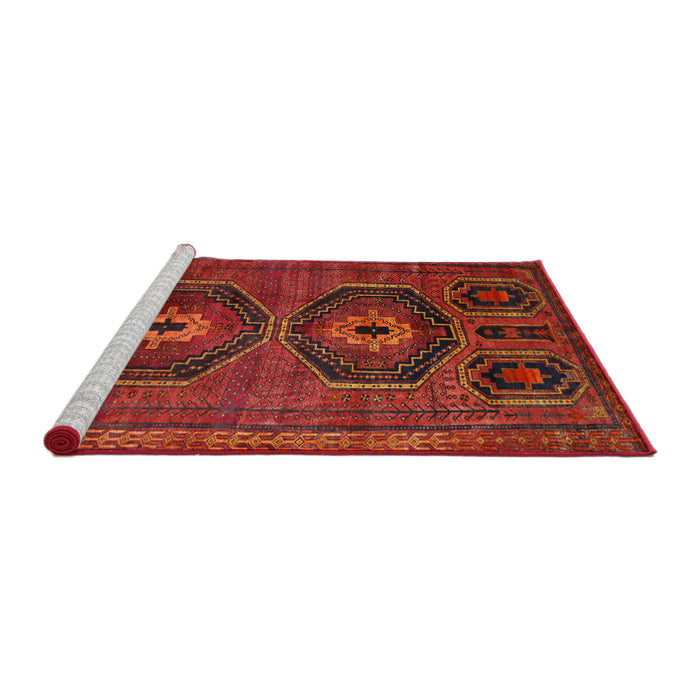 Sideview of Machine Washable Traditional Red Rug, wshtr543