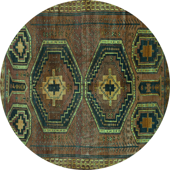 Round Persian Turquoise Traditional Rug, tr543turq