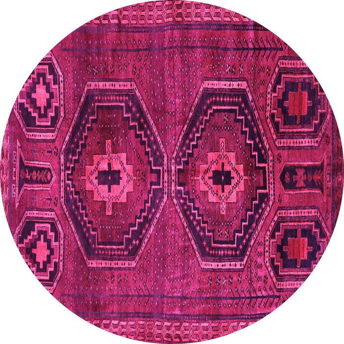 Round Machine Washable Persian Pink Traditional Rug, wshtr543pnk