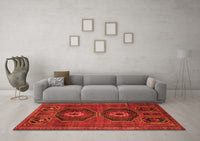 Machine Washable Persian Orange Traditional Rug, wshtr543org