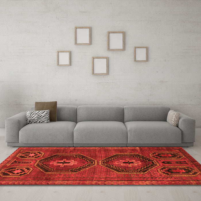 Machine Washable Persian Orange Traditional Area Rugs in a Living Room, wshtr543org