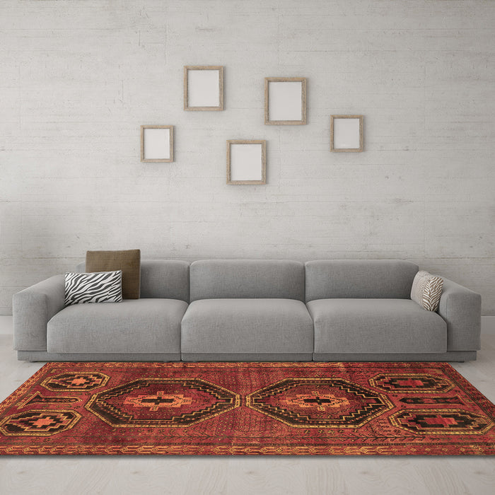 Machine Washable Persian Brown Traditional Rug in a Living Room,, wshtr543brn
