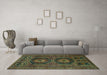 Machine Washable Persian Turquoise Traditional Area Rugs in a Living Room,, wshtr543turq