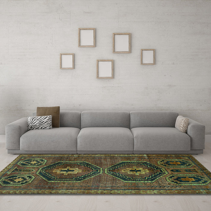 Machine Washable Persian Turquoise Traditional Area Rugs in a Living Room,, wshtr543turq