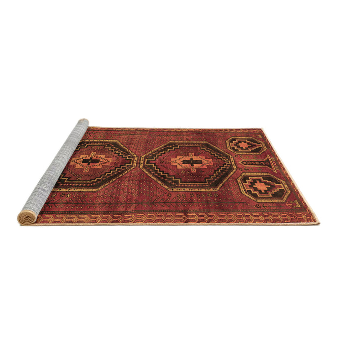 Sideview of Machine Washable Persian Brown Traditional Rug, wshtr543brn