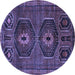 Round Persian Blue Traditional Rug, tr543blu