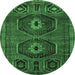 Round Persian Emerald Green Traditional Rug, tr543emgrn