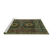 Sideview of Machine Washable Persian Turquoise Traditional Area Rugs, wshtr543turq