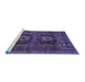 Sideview of Machine Washable Persian Blue Traditional Rug, wshtr543blu