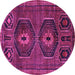 Round Persian Purple Traditional Rug, tr543pur