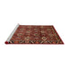 Sideview of Machine Washable Traditional Crimson Red Rug, wshtr544