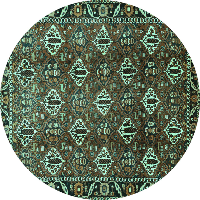 Round Persian Turquoise Traditional Rug, tr544turq