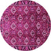 Round Machine Washable Persian Pink Traditional Rug, wshtr544pnk