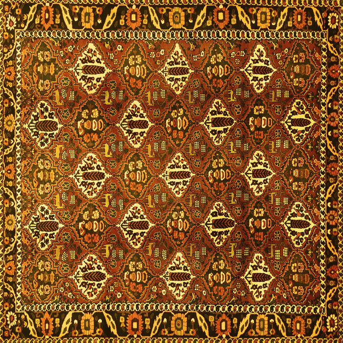 Square Machine Washable Persian Yellow Traditional Rug, wshtr544yw