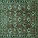 Square Machine Washable Persian Turquoise Traditional Area Rugs, wshtr544turq