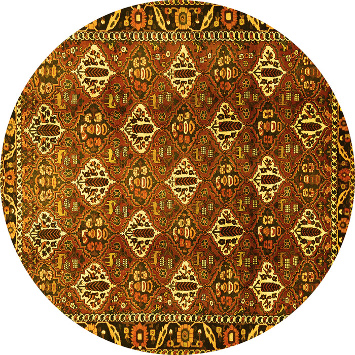Round Persian Yellow Traditional Rug, tr544yw