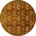 Round Persian Yellow Traditional Rug, tr544yw