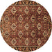 Round Persian Brown Traditional Rug, tr544brn