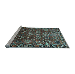 Sideview of Machine Washable Persian Light Blue Traditional Rug, wshtr544lblu